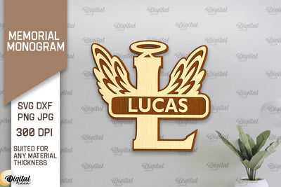 Memorial Split Letter Name Monogram Laser Cut. Letter L SVG SVG Evgenyia Guschina 