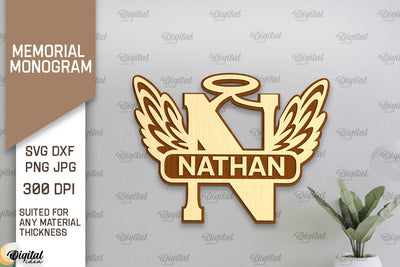 Memorial Split Letter Name Monogram Laser Cut. Letter N SVG SVG Evgenyia Guschina 