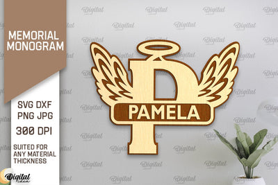 Memorial Split Letter Name Monogram Laser Cut. Letter P SVG SVG Evgenyia Guschina 