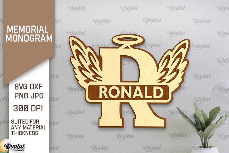 Memorial Split Letter Name Monogram Laser Cut. Letter R SVG - So Fontsy