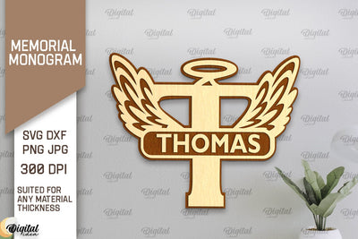 Memorial Split Letter Name Monogram Laser Cut. Letter T SVG SVG Evgenyia Guschina 