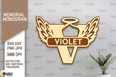 Memorial Split Letter Name Monogram Laser Cut. Letter V SVG SVG Evgenyia Guschina 