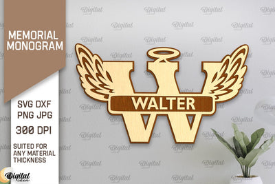 Memorial Split Letter Name Monogram Laser Cut. Letter W SVG SVG Evgenyia Guschina 