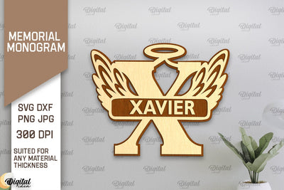 Memorial Split Letter Name Monogram Laser Cut. Letter X SVG SVG Evgenyia Guschina 