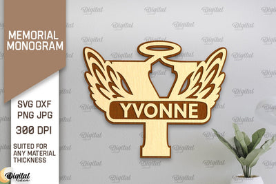 Memorial Split Letter Name Monogram Laser Cut. Letter Y SVG SVG Evgenyia Guschina 