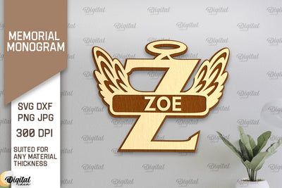 Memorial Split Letter Name Monogram Laser Cut. Letter Z SVG SVG Evgenyia Guschina 