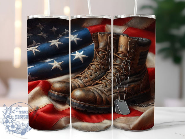 Memorial Veteran Patriotic Tribute Tumbler, Veteran Tumbler, Patriotic Tumbler, American Flag Tumbler, Military Tribute Tumbler, 20oz Sublimation Wrap, Honor Our Heroes Tumbler Sublimation ToriDesigns 