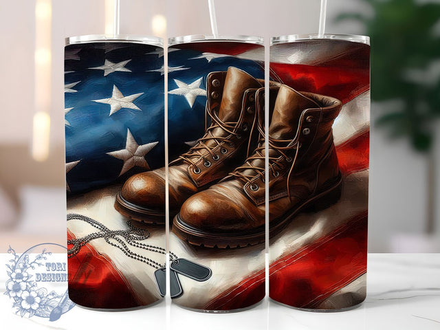 Memorial Veteran Patriotic Tribute Tumbler, Veteran Tumbler, Patriotic Tumbler, American Flag Tumbler, Military Tribute Tumbler, 20oz Sublimation Wrap, Honor Our Heroes Tumbler Sublimation ToriDesigns 