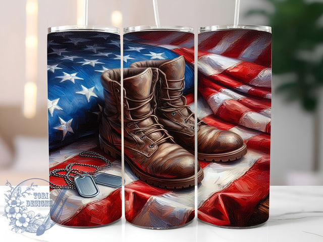 Memorial Veteran Patriotic Tribute Tumbler, Veteran Tumbler, Patriotic Tumbler, American Flag Tumbler, Military Tribute Tumbler, 20oz Sublimation Wrap, Honor Our Heroes Tumbler Sublimation ToriDesigns 