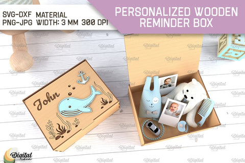 Memory Box For Baby Laser Cut Bundle. Personalized Reminder Box SVG SVG Evgenyia Guschina 