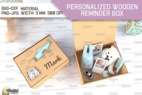 Memory Box For Baby Laser Cut Bundle. Personalized Reminder Box SVG SVG Evgenyia Guschina 