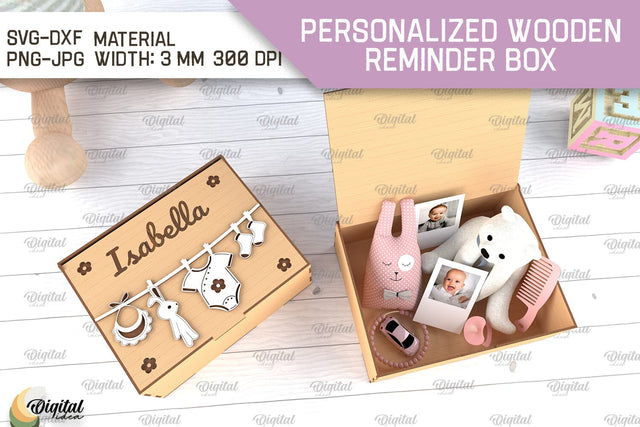 Memory Box For Baby Laser Cut. Personalized Reminder Box SVG SVG Evgenyia Guschina 