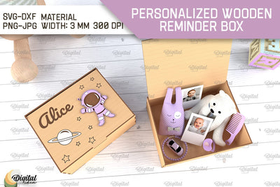 Memory Box For Baby Laser Cut. Personalized Reminder Box SVG SVG Evgenyia Guschina 
