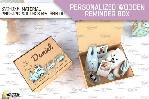 Memory Box For Baby Laser Cut. Personalized Reminder Box SVG SVG Evgenyia Guschina 