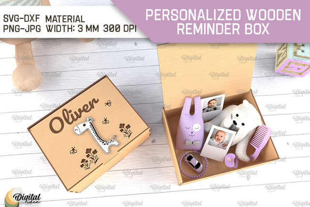 Memory Box For Baby Laser Cut. Personalized Reminder Box SVG SVG Evgenyia Guschina 