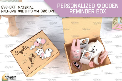 Memory Box For Baby Laser Cut. Personalized Reminder Box SVG SVG Evgenyia Guschina 