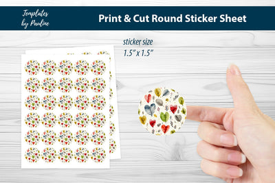 Memory Heart Round Sticker Sheet SVG Templates by Pauline 