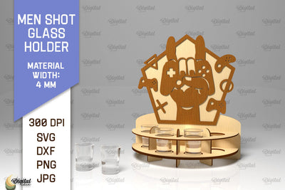 Men Shot Glass Holder Laser Cut. Shot Glass SVG Design SVG Evgenyia Guschina 