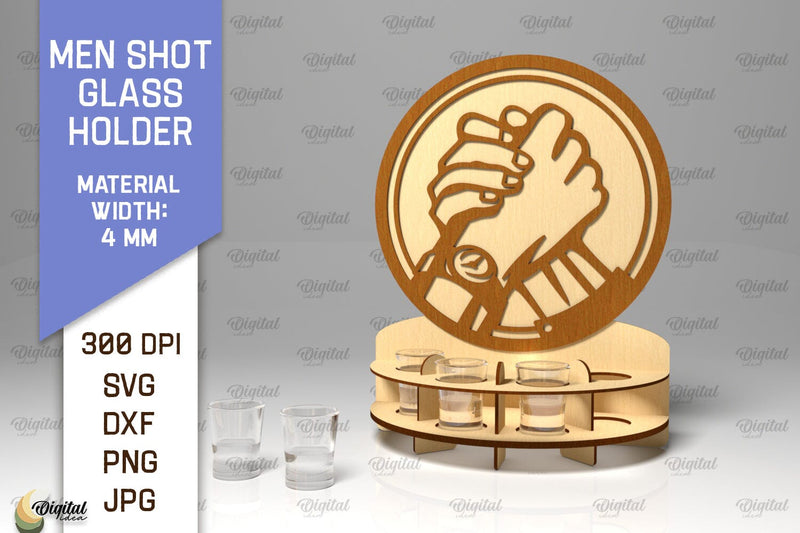 Men Shot Glass Holder Laser Cut. Shot Glass SVG Design SVG Evgenyia Guschina 