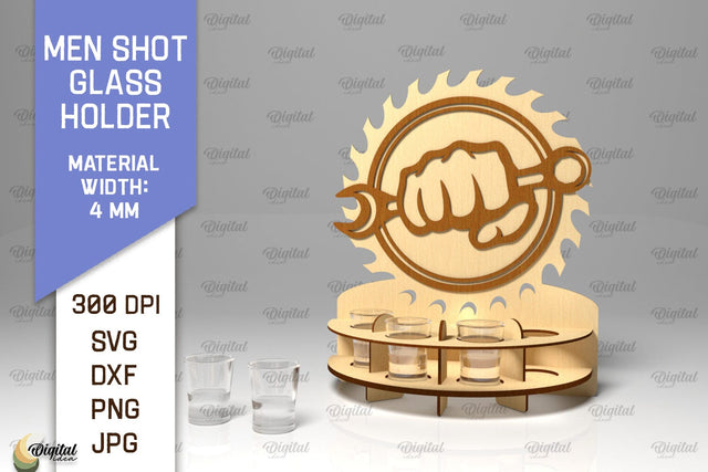 Men Shot Glass Holder Laser Cut. Shot Glass SVG Design SVG Evgenyia Guschina 