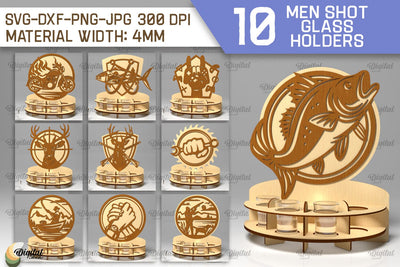 Men Shot Glass Holders Laser Cut Bundle. Shot Glass SVG SVG Evgenyia Guschina 