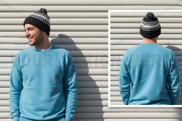 Men's blue crew neck sweatshirt Mock Up Photo Designangry 