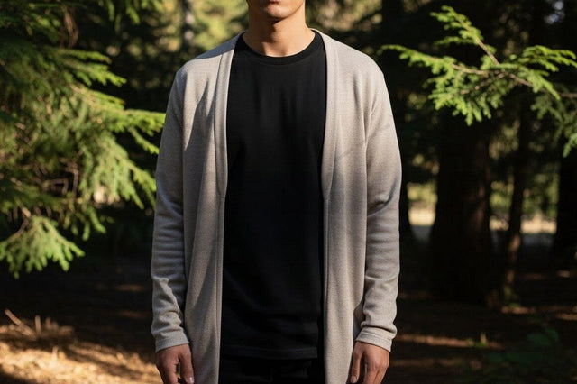 Men's casual outdoor t-shirt and cardigan Mock Up Photo Designangry 