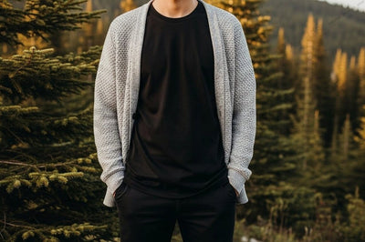 Men's casual outdoor t-shirt with cardigan Mock Up Photo Designangry 