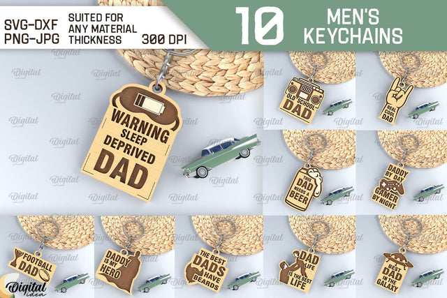 Men's Keychains SVG Bundle. Father's Day Keychains Laser Cut SVG Evgenyia Guschina 