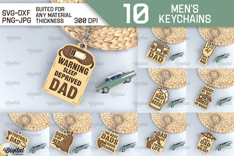 Men's Keychains SVG Bundle. Father's Day Keychains Laser Cut SVG Evgenyia Guschina 