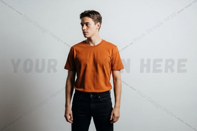 Men's orange t-shirt mockup Mock Up Photo Regulrcrative 