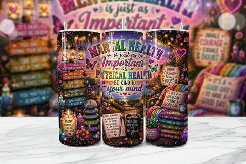 Mental Health Be Kind Mind Tumbler Sublimation BijouBay 