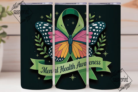 Mental Health Butterfly 20oz Tumbler Sublimation sassyprint 
