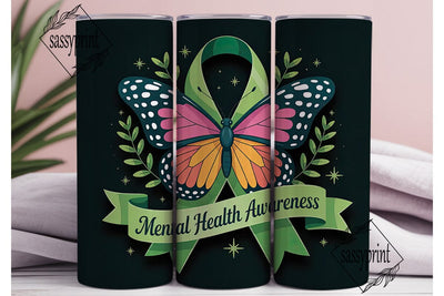 Mental Health Butterfly 20oz Tumbler Sublimation sassyprint 
