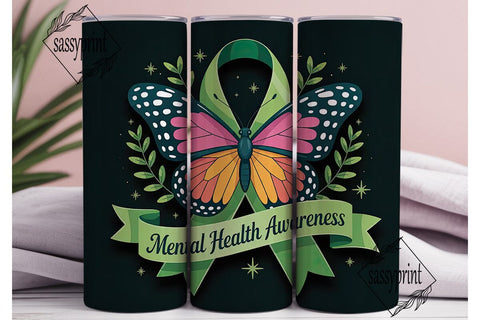 Mental Health Butterfly 20oz Tumbler Sublimation sassyprint 