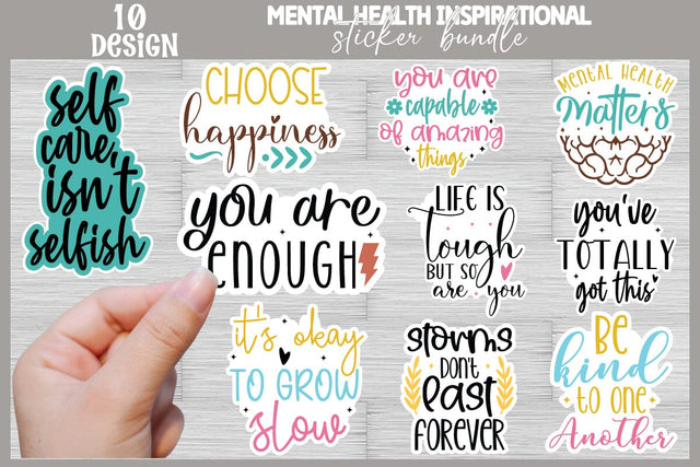 Mental Health Inspirational Sticker Bundle SVG Crafty Ideas 