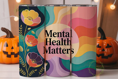 Mental Health Matters 20oz Tumbler Wrap Sublimation PixelChick 