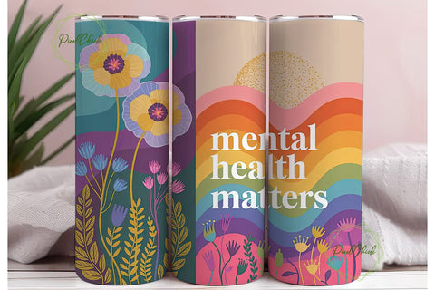 Mental Health Matters 20oz Tumbler Wrap Sublimation PixelChick 