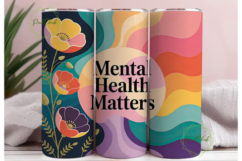 Mental Health Matters 20oz Tumbler Wrap Sublimation PixelChick 