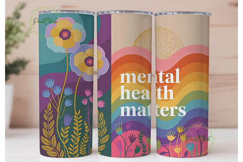 Mental Health Matters 20oz Tumbler Wrap Sublimation PixelChick 