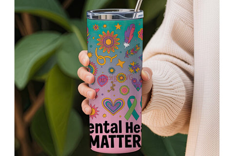 Mental Health Matters Tumbler Wrap Sublimation DesignSVG 