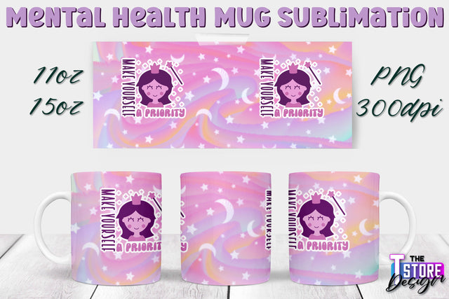 Mental Health Mug PNG Sublimation | Coffee 11 Oz | 15 Oz Mug Sublimation v.1 Sublimation The T Store Design 