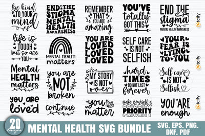 Mental Health Quotes SVG bundle, Motivational Svg Bundle, Positive Quote svg, Affirmation svg, Cute Inspirational svg, Saying Svg, Png Files, Funny Quotes cut files SVG etcify 