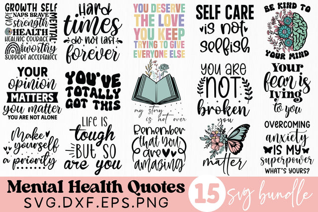 Mental Health Quotes SVG Bundle SVG Crafty Ideas 