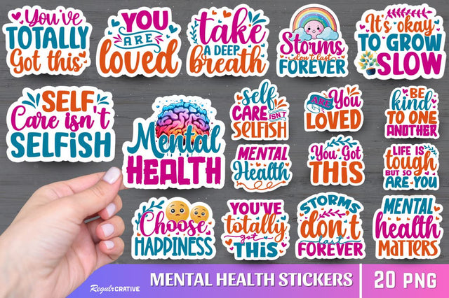 Mental Health Sticker Bundle Sublimation Regulrcrative 