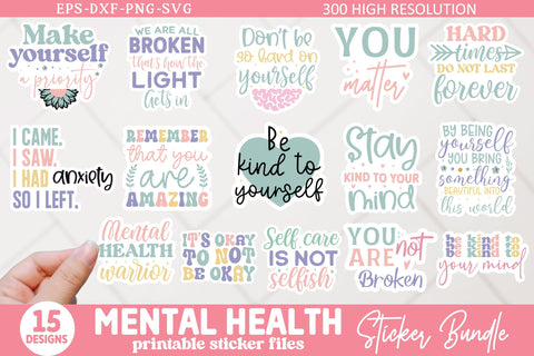 Mental Health Sticker Bundle SVG Crafty Ideas 