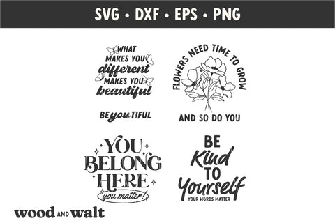 Mental Health SVG Bundle | Self love And Kindness Bundle SVG Wood And Walt 