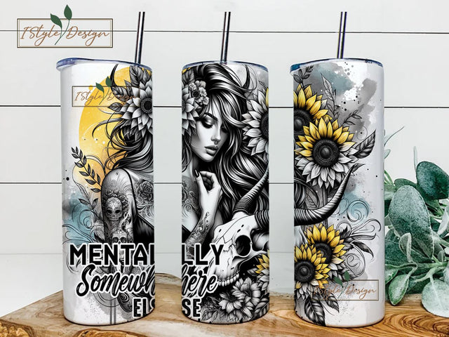 Mentally Somewhere Else 20oz Skinny Straight Tumbler Sublimation Design, Tumbler Wrap For Her PNG, Digital Download Sublimation iStyleDesign 