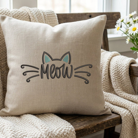 Meow Cat Embroidery Design – Cute Cat Ears Whiskers Machine Embroidery File Embroidery/Applique DESIGNS PatternFeed8 