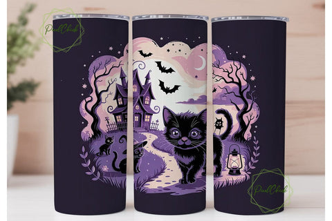 Meow Witches 20oz Tumbler Wrap Sublimation PixelChick 